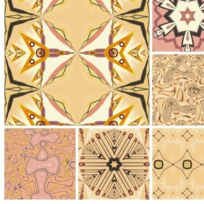 Buttery Lemon & Salmon Pink Collage Tile