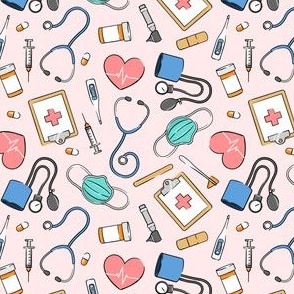 Nursing Themed Fabric, Wallpaper and
