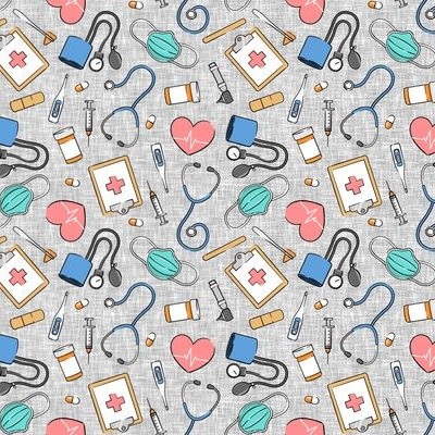 Doctor Medical Nurses Heartbeat Medical Office Spoonflower Fabric by the Yard 
