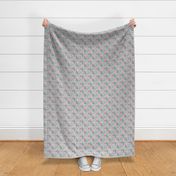 (small scale) medical supplies - doctor / nurse fabric - pink and teal on grey linen - LAD20