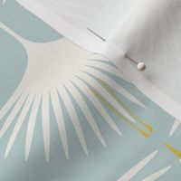 Art Deco Swans - Duck Egg and Off White