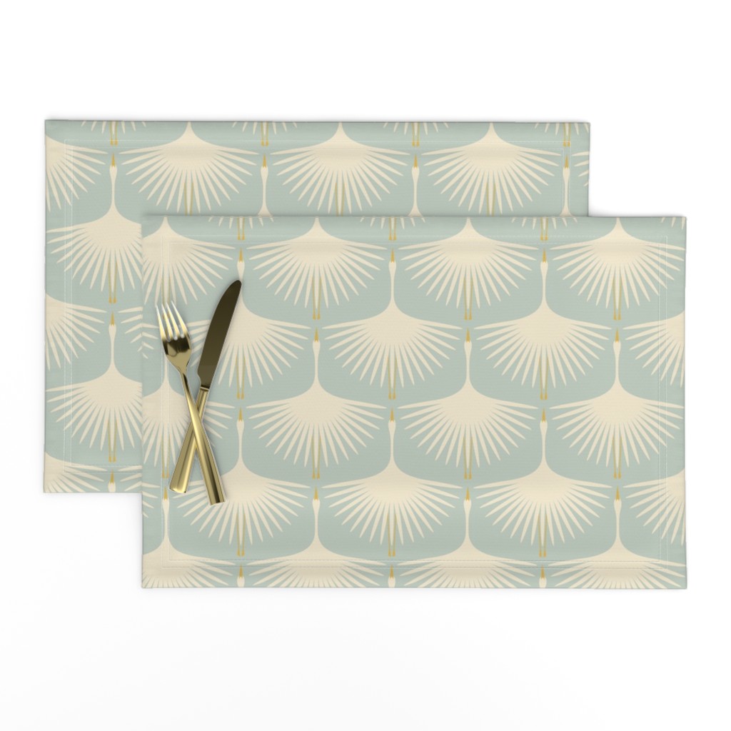 Art Deco Swans - Duck Egg and Cream