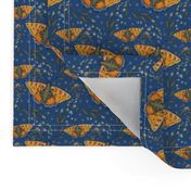 Orange butterflies on blue background