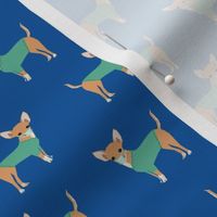 chihuahua scrubs fabric - dog fabric, medical dog fabric - blue