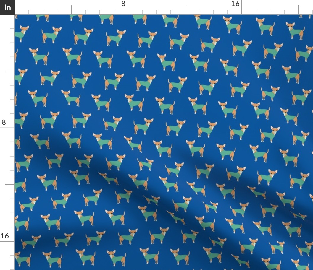 chihuahua scrubs fabric - dog fabric, medical dog fabric - blue