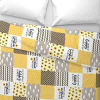 You are my sunshine//Sunflowers//Yellow&Brown - Wholecloth Cheater Quilt - Rotated