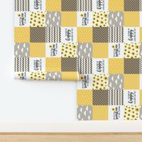 You are my sunshine//Sunflowers//Yellow&Brown - Wholecloth Cheater Quilt - Rotated