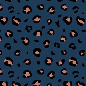 Little spotted leopard dreams panther animal print trend boho design navy blue rust