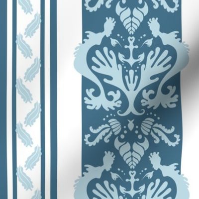 Sea Life Damask Stripe Blue