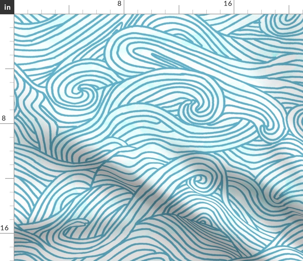 Tumbling ocean waves - light blue