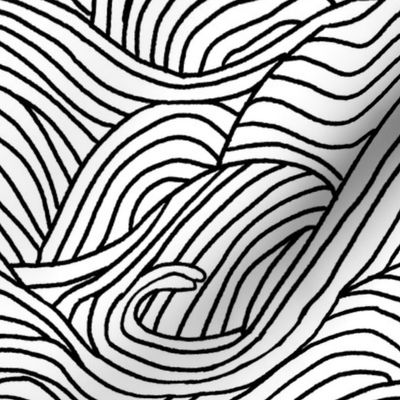 Tumbling ocean waves - black and white