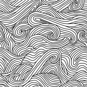 Tumbling ocean waves - black and white