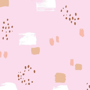 Paint strokes and brush spots dots raw abstract minimal LA Memphis style design boho nursery pink latte beige white girls
