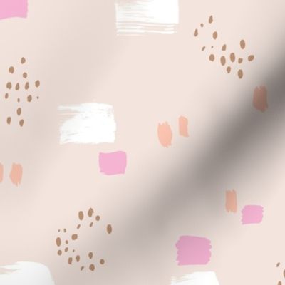 Paint strokes and brush spots dots raw abstract minimal LA Memphis style design boho nursery sand beige pink peach