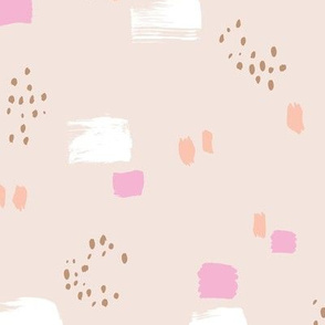 Paint strokes and brush spots dots raw abstract minimal LA Memphis style design boho nursery sand beige pink peach