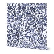Tumbling ocean waves - navy and white