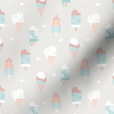 Colorful sweet summer ice cream popsicle sugar cone kids food illustration sand mint blue boys SMALL