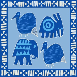 African Safari Animals  - Blue White - Design 9899940