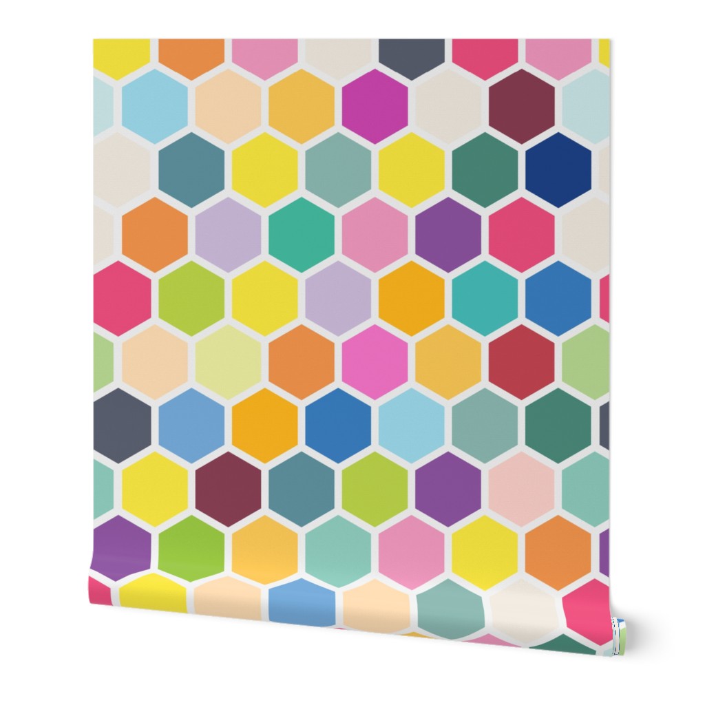 20-05x Jumbo Hexagon Quilt Panel Rainbow 