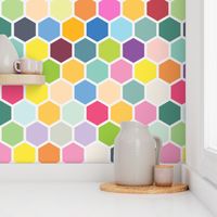 20-05x Jumbo Hexagon Quilt Panel Rainbow 