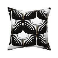 Art Deco Swans - White on Black 8"