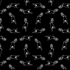 Elegant Pointing Hands Print Pattern with Black Background (Small Size Version)