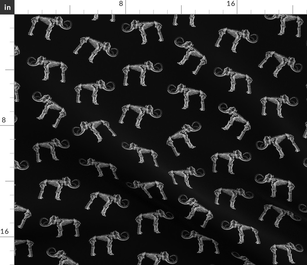 Woolly Mammoth Print with Black Background (Small Size Version)