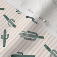 (small scale) cactus toss on stripes - green C20BS