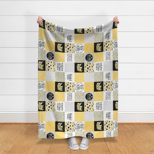 MomLife//Coffee//Sunflower - Wholecloth Cheater Quilt - Rotated