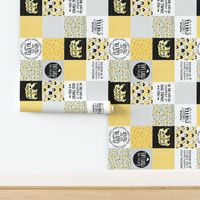 MomLife//Coffee//Sunflower - Wholecloth Cheater Quilt - Rotated