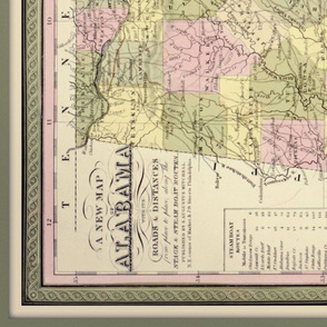 Alabama map, vintage - large (yd)