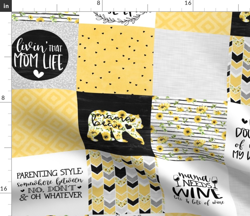 MomLife//Wine//Sunflower - Wholecloth Cheater Quilt