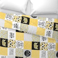 MomLife//Good Heart//Sunflower - Wholecloth Cheater Quilt - Rotated