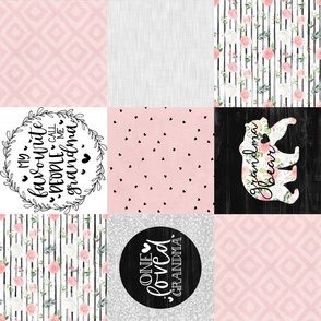 Grandma Bear//Pink - Wholecloth Cheater Quilt - Rotated