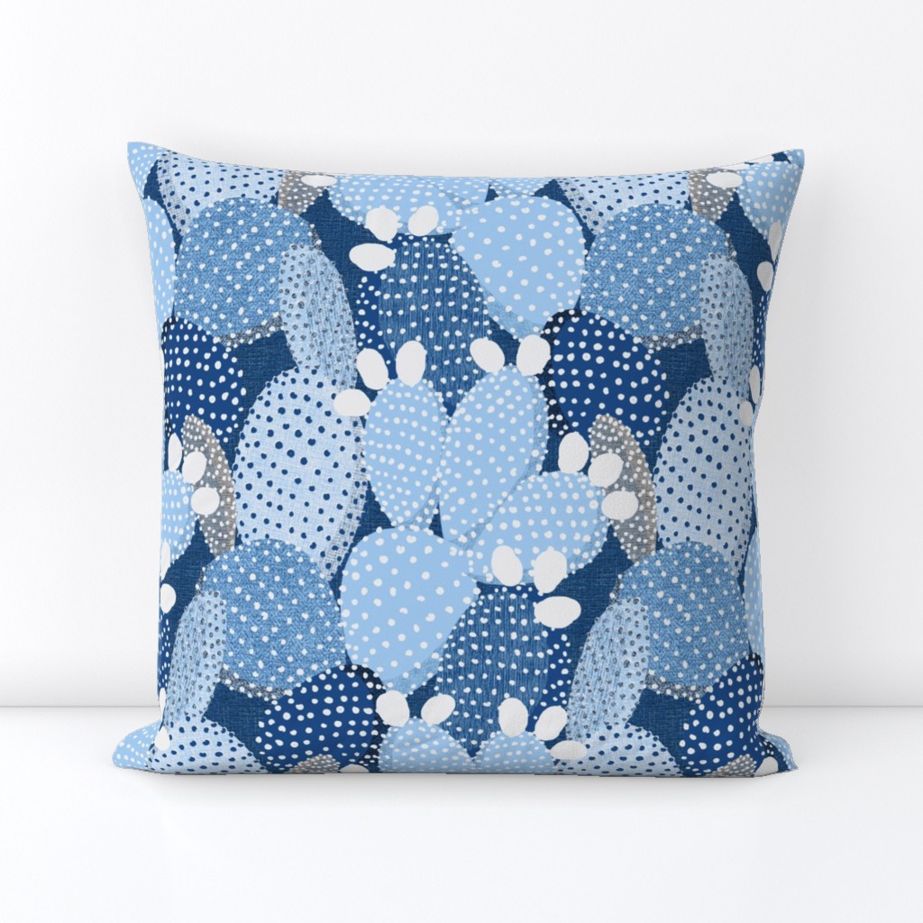 polka dotted cacti classic blue - medium size