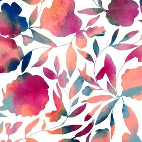 Watercolor papercut floral vibrant multi large scale