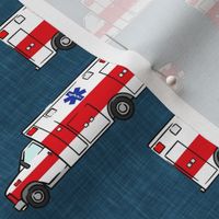 Ambulance on dark blue - EMS EMT star of life - LAD20