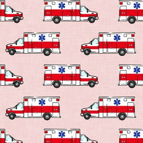 Ambulance on pink - EMS EMT star of life - LAD20