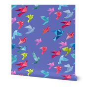 origami birds in flight periwinkle