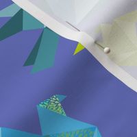 origami birds in flight periwinkle