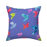 origami birds in flight periwinkle