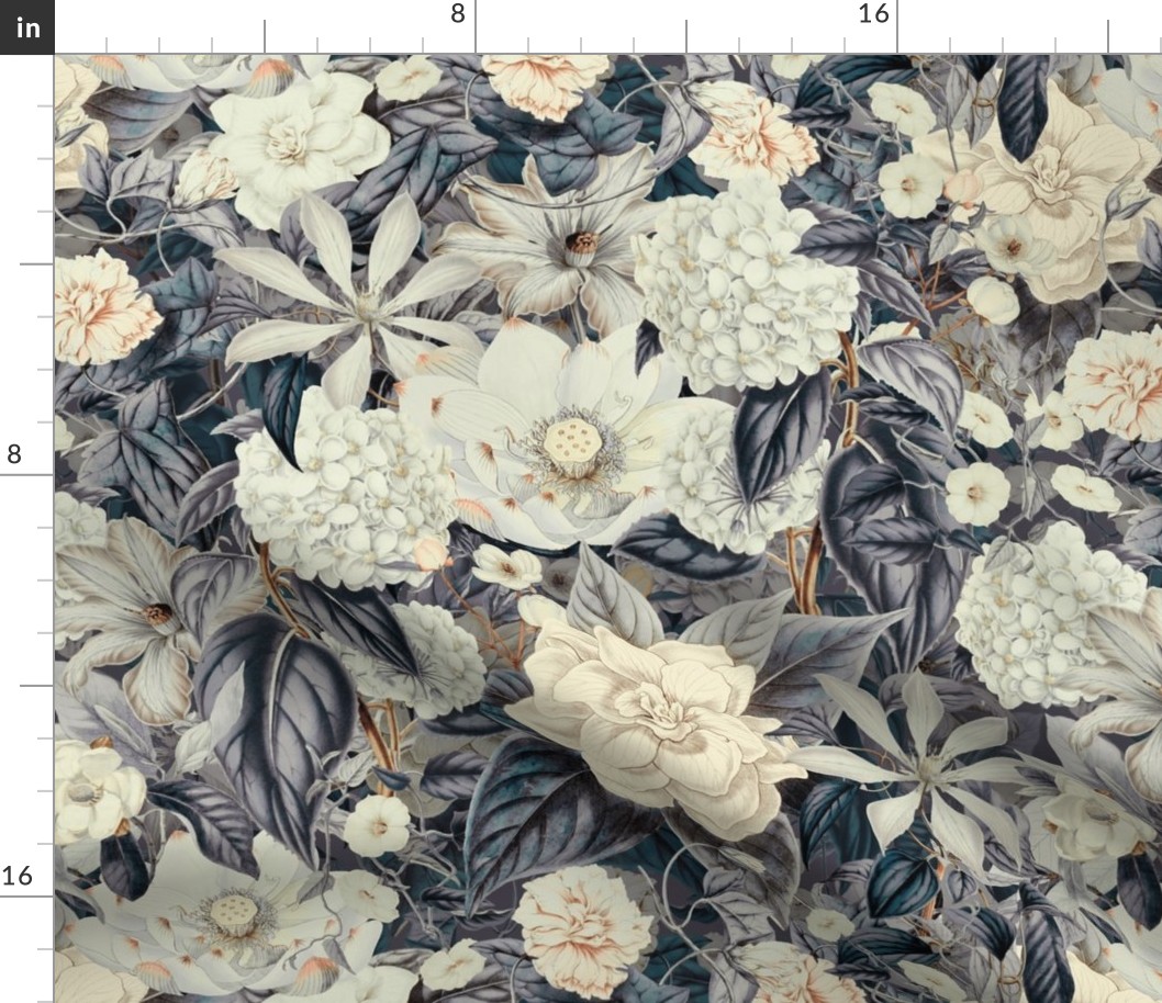 Vintage Floral Grey Cream