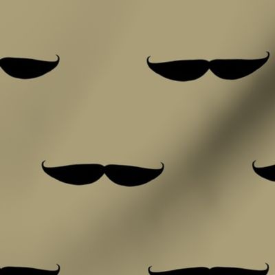Taches in Beige Mustache Repeat Pattern Black on Khaki