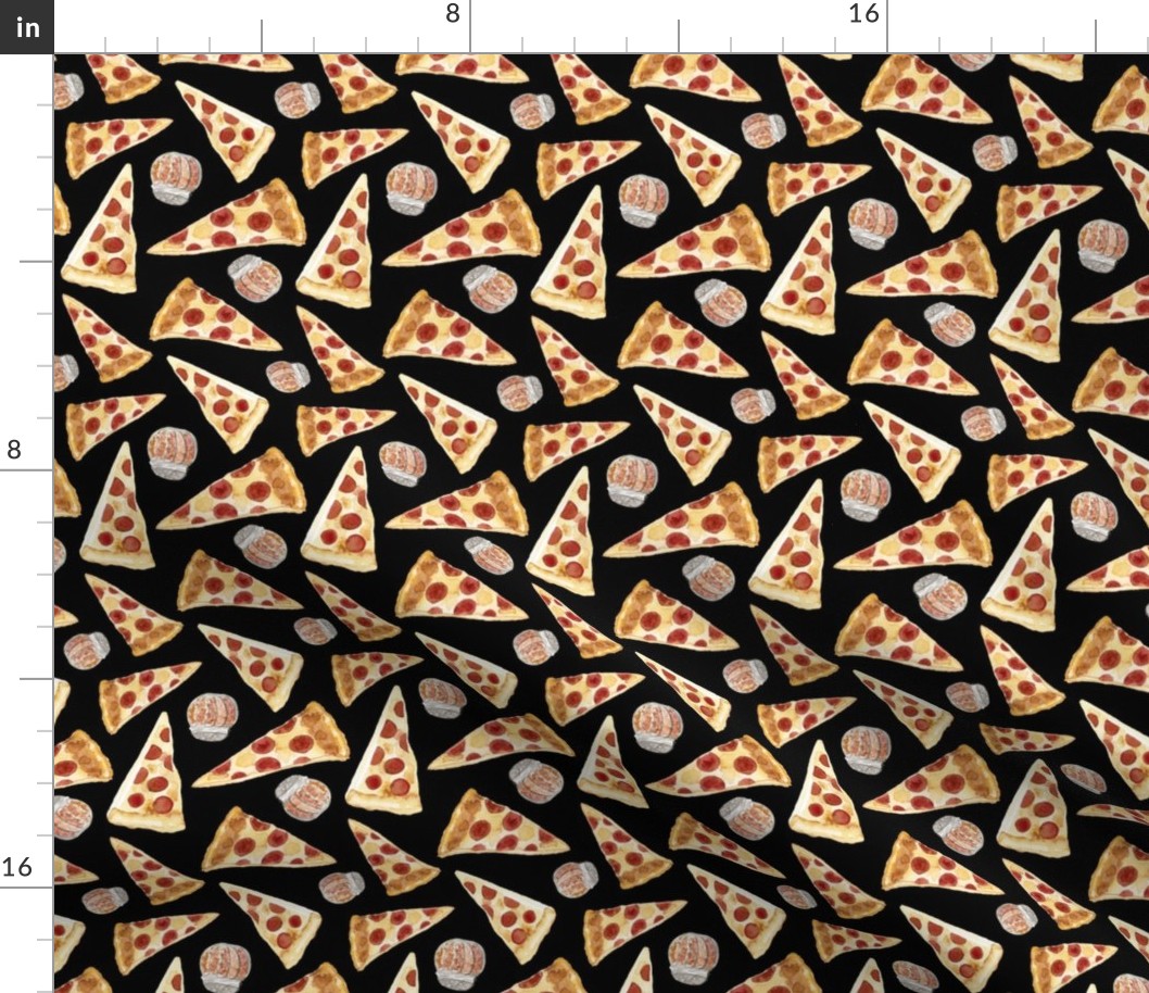 20-05h Pepperoni Pizza Cheese Food Black _ Miss Chiff Designs