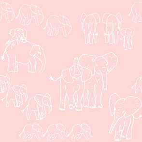 Baby Elephants in Pink and White
