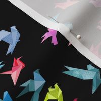 origami birds in flight black small