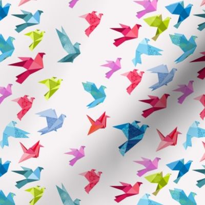 origami birds in flight white small