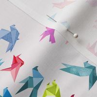 origami birds in flight white small