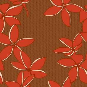 hibiscus red on brown texture