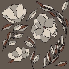 Large Scale Taupe Floral